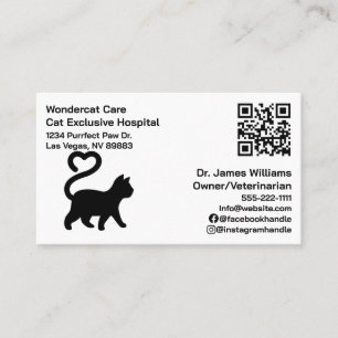 Cartão De Visita Simples, Moderno, QR Code Veterinary Hospital