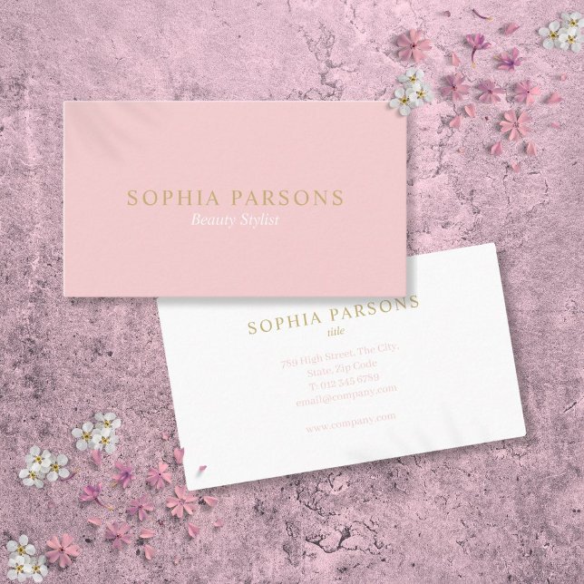 Cartão De Visita Simples, Moderno, Rosa Profissional E Dourado (Simple Modern Professional Pink And Gold Business Card)