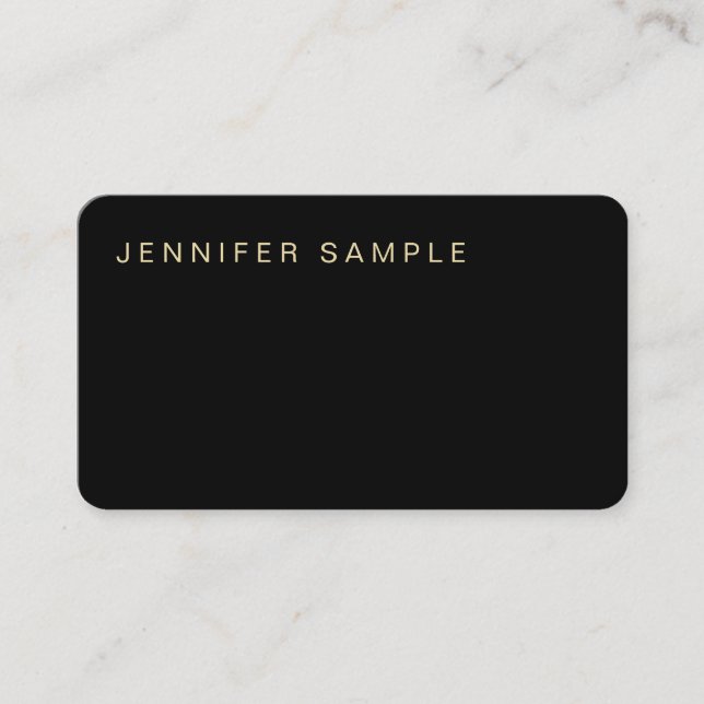 Cartão De Visita Simples Na moda Dourado preto elegante moderno e e (Frente)