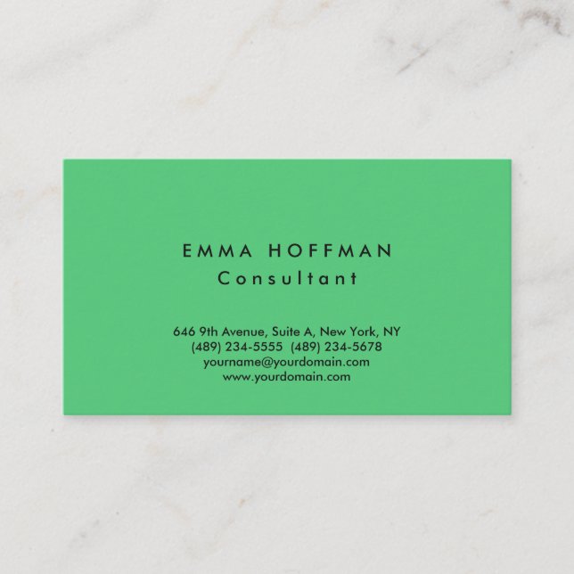 Cartão De Visita Simples Na moda Verde de Paris (Frente)