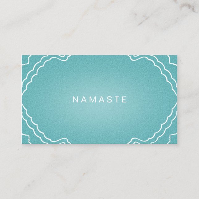 Cartão De Visita Simples Namaste Yoga Teacher Aqua Teal (Frente)