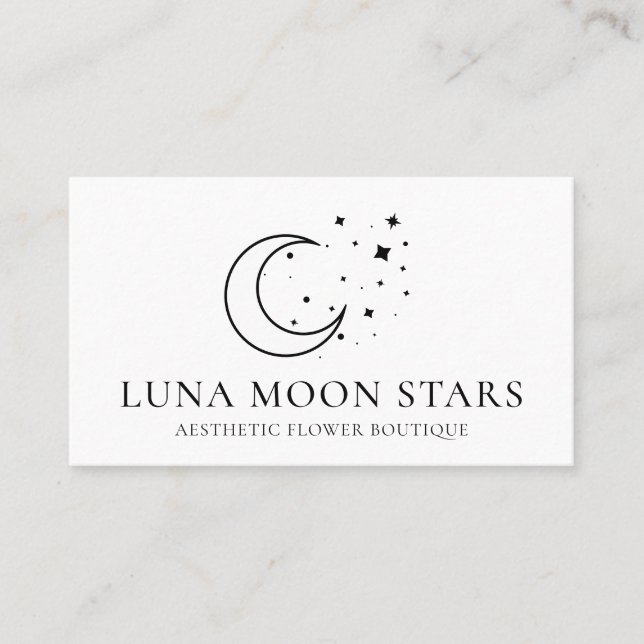 Cartão De Visita Simples Padrão Básico Lua Luna Estrelas (Frente)