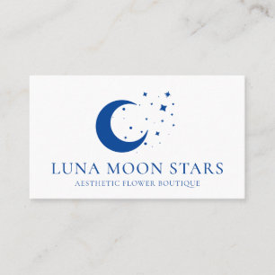 Cartão De Visita Simples Padrão Básico Marinho Lua Luna Estrelas