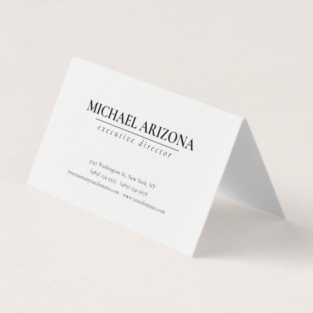 Cartão De Visita Simples Plana Mínima Preta e Branca (Frente)