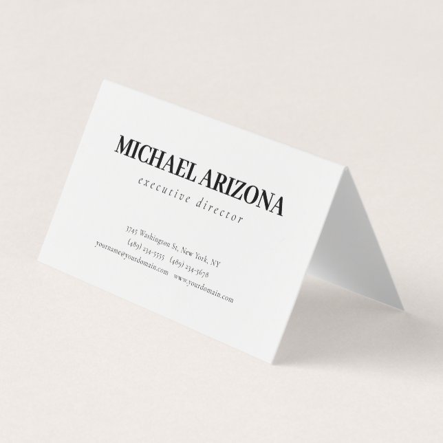 Cartão De Visita Simples Plana Mínima Preta e Branca (Frente)