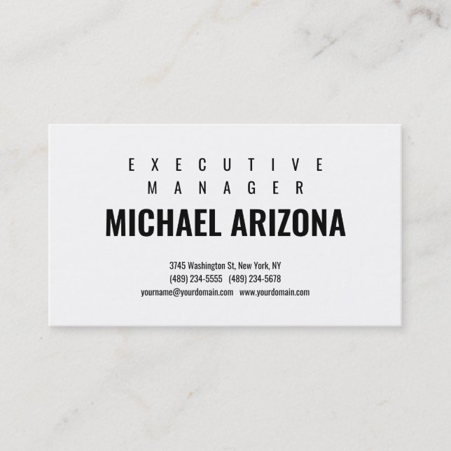 Cartão De Visita Simples Plana Mínima Preta e Branca (Frente)