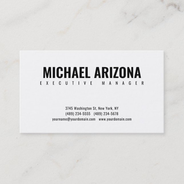 Cartão De Visita Simples Plana Mínima Preta e Branca (Frente)