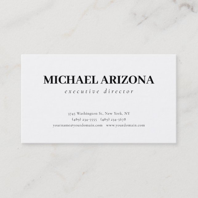 Cartão De Visita Simples Plana Mínima Preta e Branca (Frente)