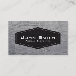 Cartão De Visita Simples Planície Negra sobre Carpinteiro de Madeir