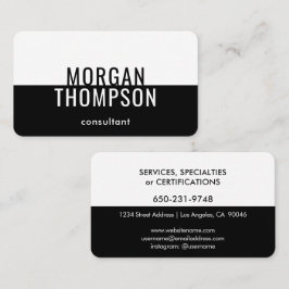 Cartão De Visita Simples preto branco preto moderno e minimalista e