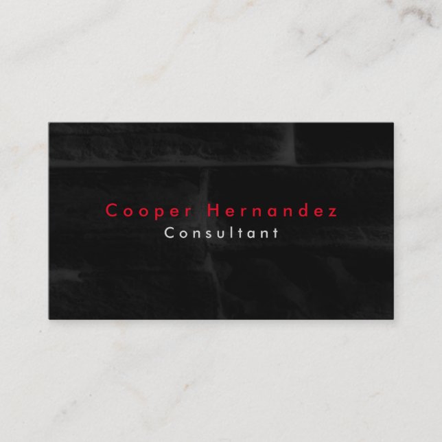 Cartão De Visita Simples profissional de Cinzas Negra Elegante (Frente)
