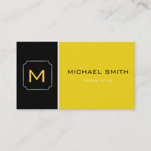 Cartão De Visita Simples profissional Elegante Amarelo e Preto Mode