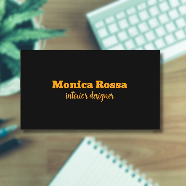 Cartão De Visita Simples profissional Neon Orange Black (Criador carregado)