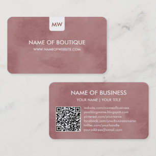 Cartão De Visita Simples Rosy Brown Boutique Monograma Mídia Social