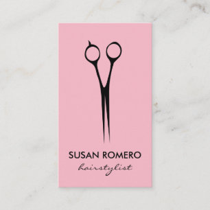 Cartão De Visita Simples Salon Shears Rosa