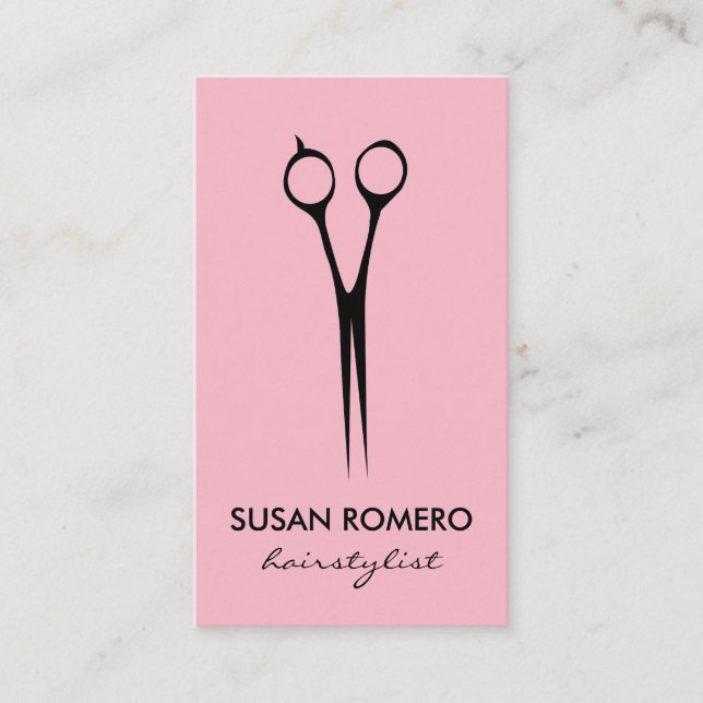 Cartão De Visita Simples Salon Shears Rosa (Frente)