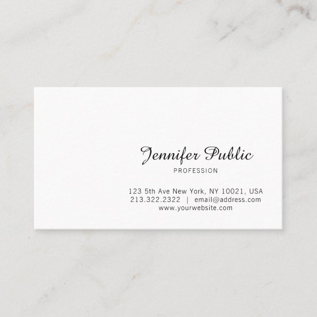 Cartão De Visita Simples Script de Caligrafia Manuscrita Fashionáve (Frente)