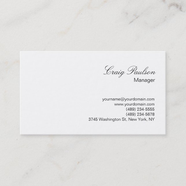 Cartão de visita Simples Simples de Script Elegant (Frente)