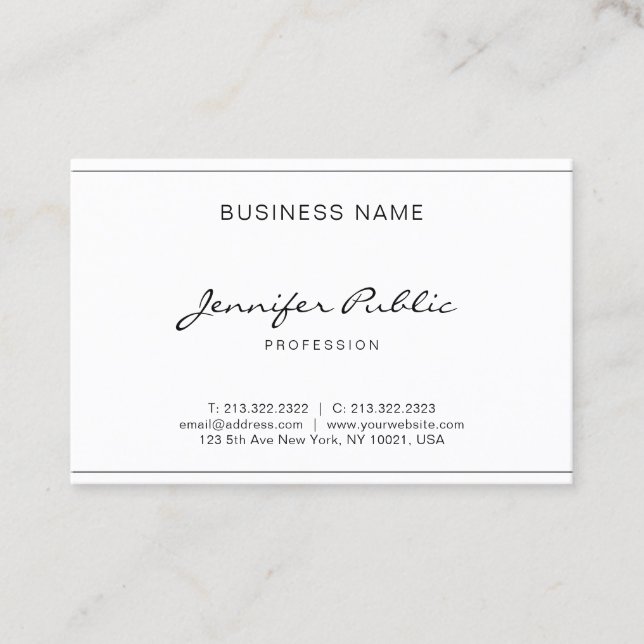 Cartão De Visita Simples Simples Elegante de Script Manuscrito Mode (Frente)