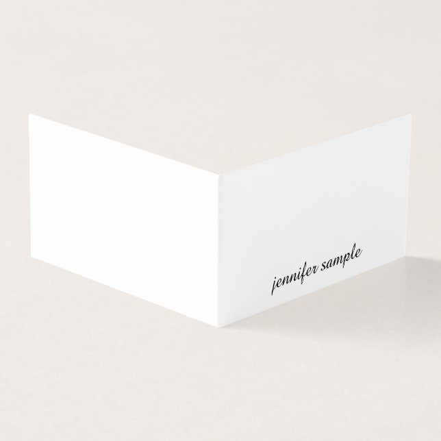 Cartão De Visita Simples Simples Script Manuscrito Elegante Minimal (Exterior)