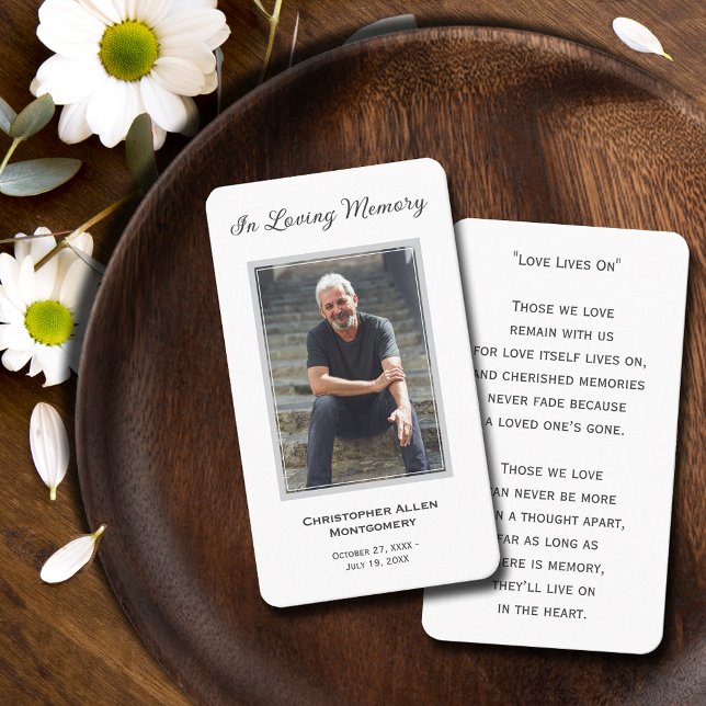 Cartão De Visita Simples Simples Simples Simpatia Fotográfica Memor (SMALL 3.5" x 2" photo funeral memorial cards, details on front, poem or prayer on back)