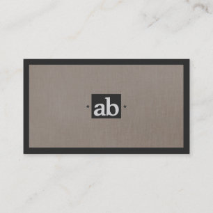 Cartão De Visita Simples Taupe Clássico Faux Linen Monograma Modern