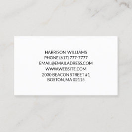 Cartão De Visita Simples tipografia branca-negra minimalista elegan