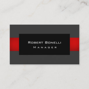 Cartão de visita Simples Vermelho Cinza Preto
