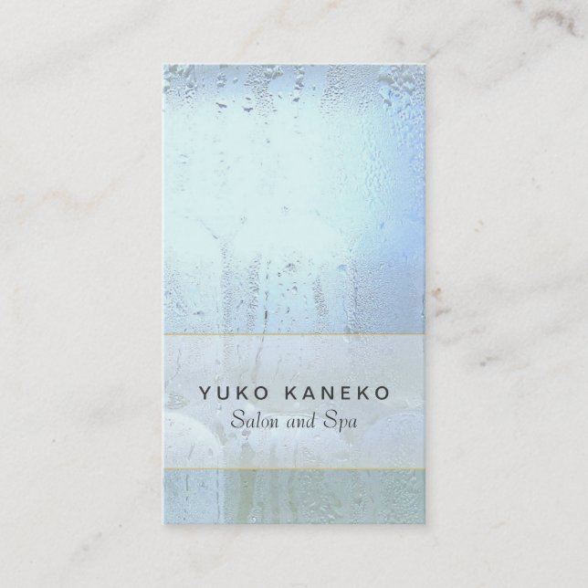 Cartão De Visita Simples Vidro Azul Bela Salão e Spa (Frente)