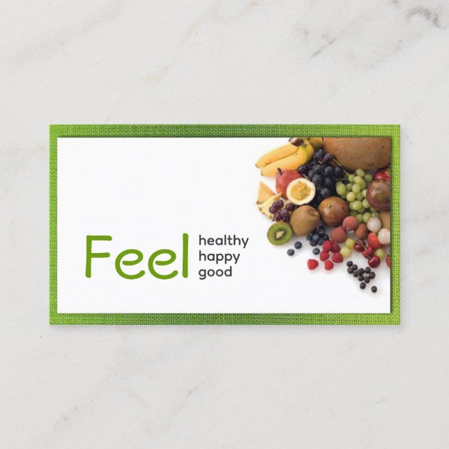 Cartão De Visita Simples White Healthy Life Yellow Green Card (Frente)