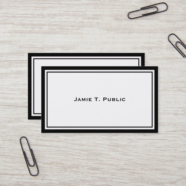 Cartão De Visita Simplicidade: quadro preto e branco, fundo branco (Frente/Verso In Situ)