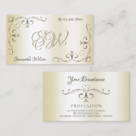 Cartão De Visita Sinais de Ornamentado de Shimmery Cream Iniciais O
