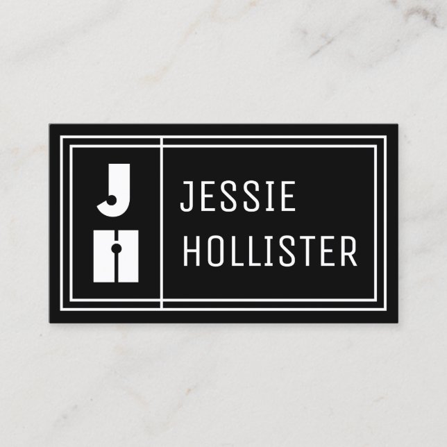 Cartão De Visita Sinais Geométricos Modernos Divertidos | Preto (Frente)