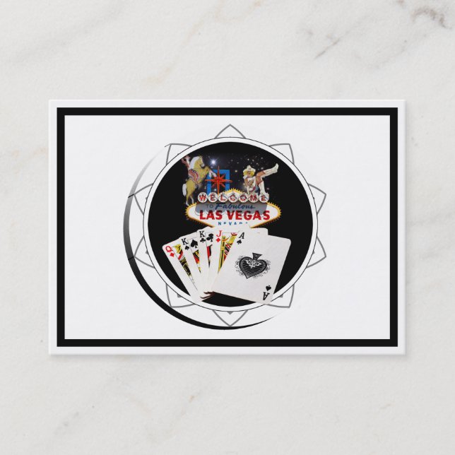 Cartão De Visita Sinal de boas-vindas Chip de pôquer preto (Frente)