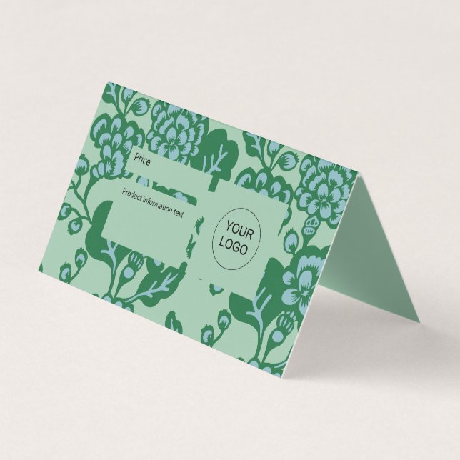 Cartão De Visita Sinal de Padrão Floral Verde e Azul Vibrante, Negr (Frente)