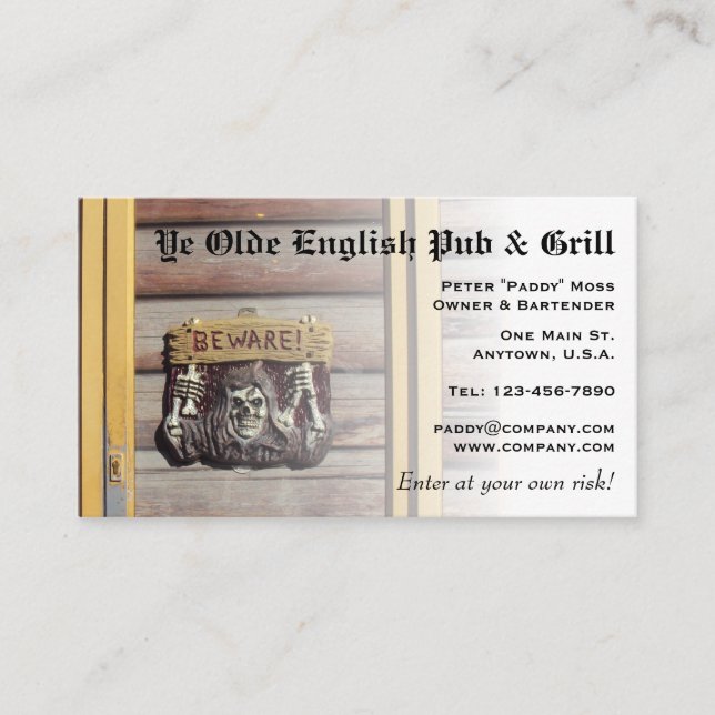 Cartão De Visita Sinal Rustic Beware (Frente)