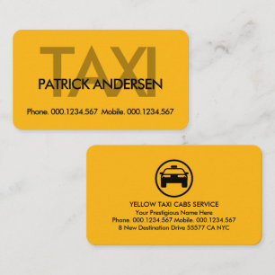 Cartão De Visita Sinalização de Táxi Amarelo Minimalista Simples