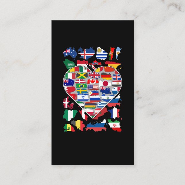 Cartão De Visita Sinalizadores de Coração do País Mundial Viajando (Frente)