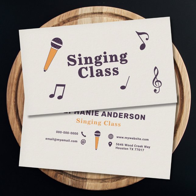 Cartão De Visita Singing Class (Singing Class Business Card)