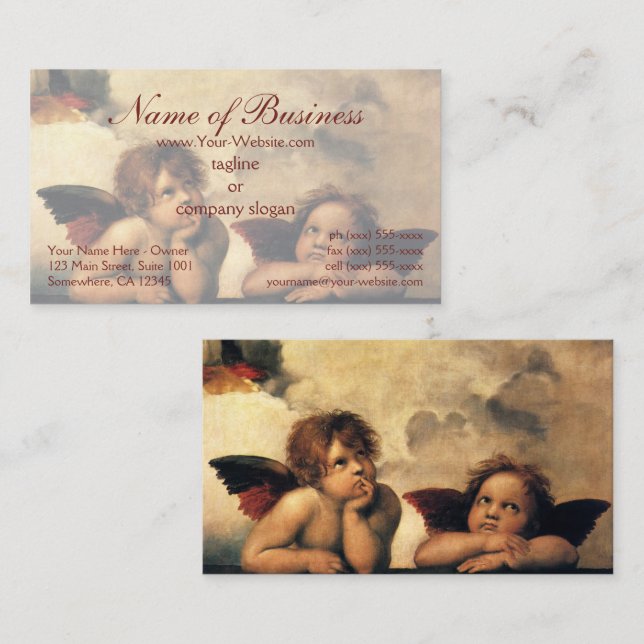 Cartão De Visita Sistine Madonna Angels, por Raffaello (Frente/Verso)