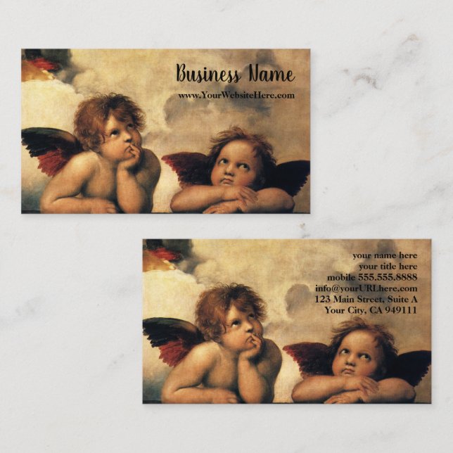 Cartão De Visita Sistine Madonna Angels, por Raffaello (Frente/Verso)