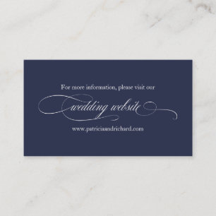 Cartão De Visita Site de Casamento Azul Marinho Elegante