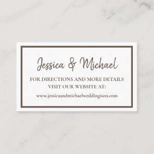 Cartão De Visita Site de Casamento com Letra Script Branco Marrom