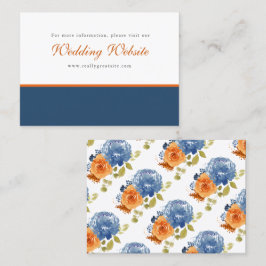 Cartão De Visita Site de Casamento de Boho Floral Laranja Floral de