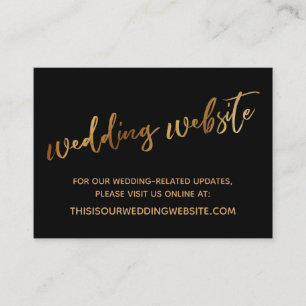 Cartão De Visita Site de casamento Dourado e preto e salve o cartã