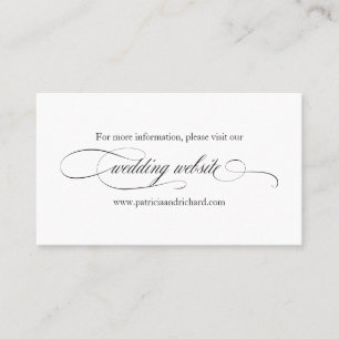 Cartão De Visita Site de Casamento Elegante de Script Negro