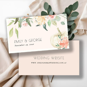 Cartão De Visita Site de Casamento Floral de Pumpkin Branco Suave