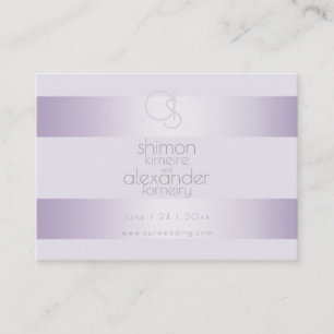 Cartão De Visita Site de Casamento Lilac Shimmer Stripes Monogram