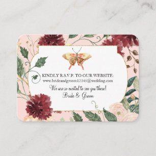 Cartão De Visita Site de Casamento RSVP Watercolor Autumn Floral Ro