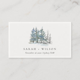 Cartão De Visita Site de Casamento Rustic Dusky Green Blue Pine Woo